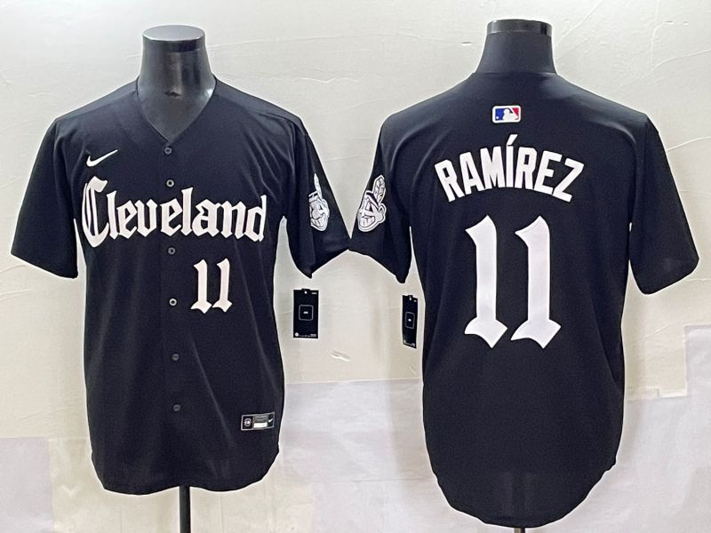 Men 2025 Cleveland Indians #11 Ramirez Black Five generations Joint Name Nike MLB Jersey style 8->cleveland indians->MLB Jersey
